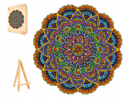 DIDELĖS MEDINĖS DĖLIONĖS 248 DETALIŲ MANDALA MEDINĖJE DĖŽUTĖJE