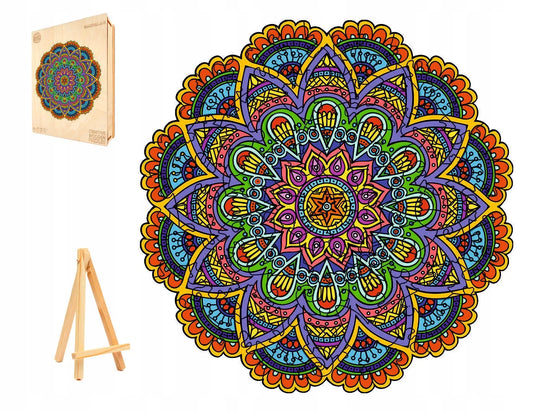 DIDELĖS MEDINĖS DĖLIONĖS 248 DETALIŲ MANDALA MEDINĖJE DĖŽUTĖJE