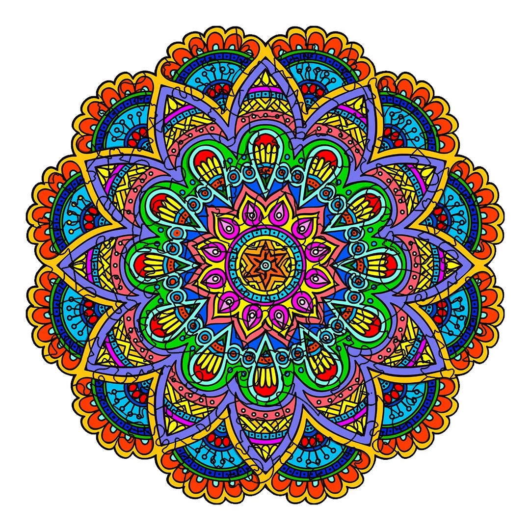 DIDELĖS MEDINĖS DĖLIONĖS 248 DETALIŲ MANDALA MEDINĖJE DĖŽUTĖJE