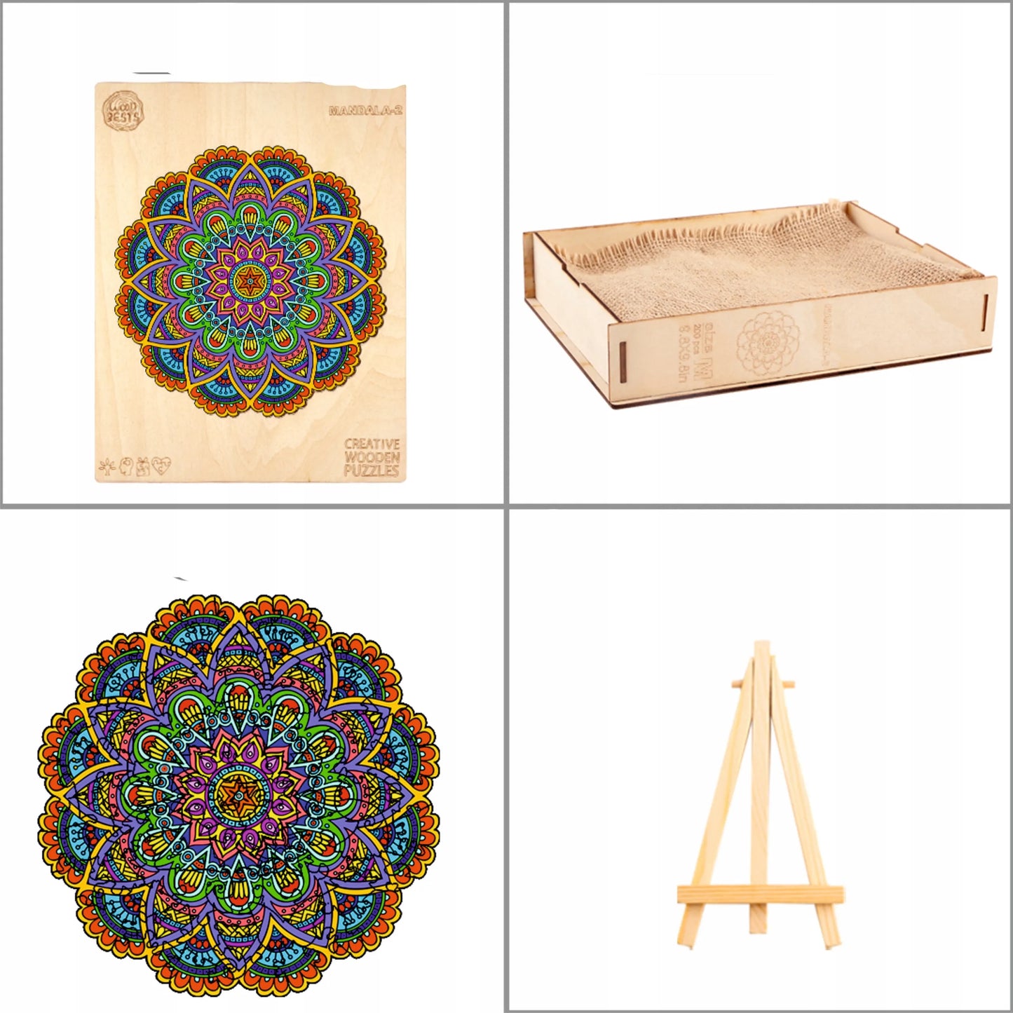 DIDELĖS MEDINĖS DĖLIONĖS 248 DETALIŲ MANDALA MEDINĖJE DĖŽUTĖJE