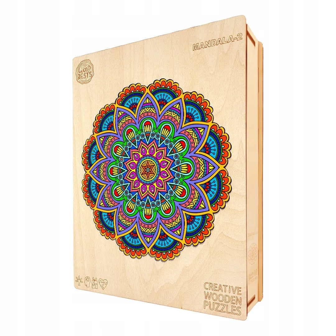 DIDELĖS MEDINĖS DĖLIONĖS 248 DETALIŲ MANDALA MEDINĖJE DĖŽUTĖJE