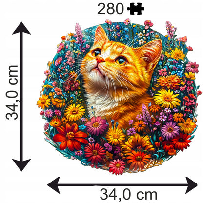 DIDELĖS MEDINĖS DĖLIONĖS 280 ELEMENTŲ MEDINĖJE DĖŽUTĖJE KATĖ GĖLĖSE