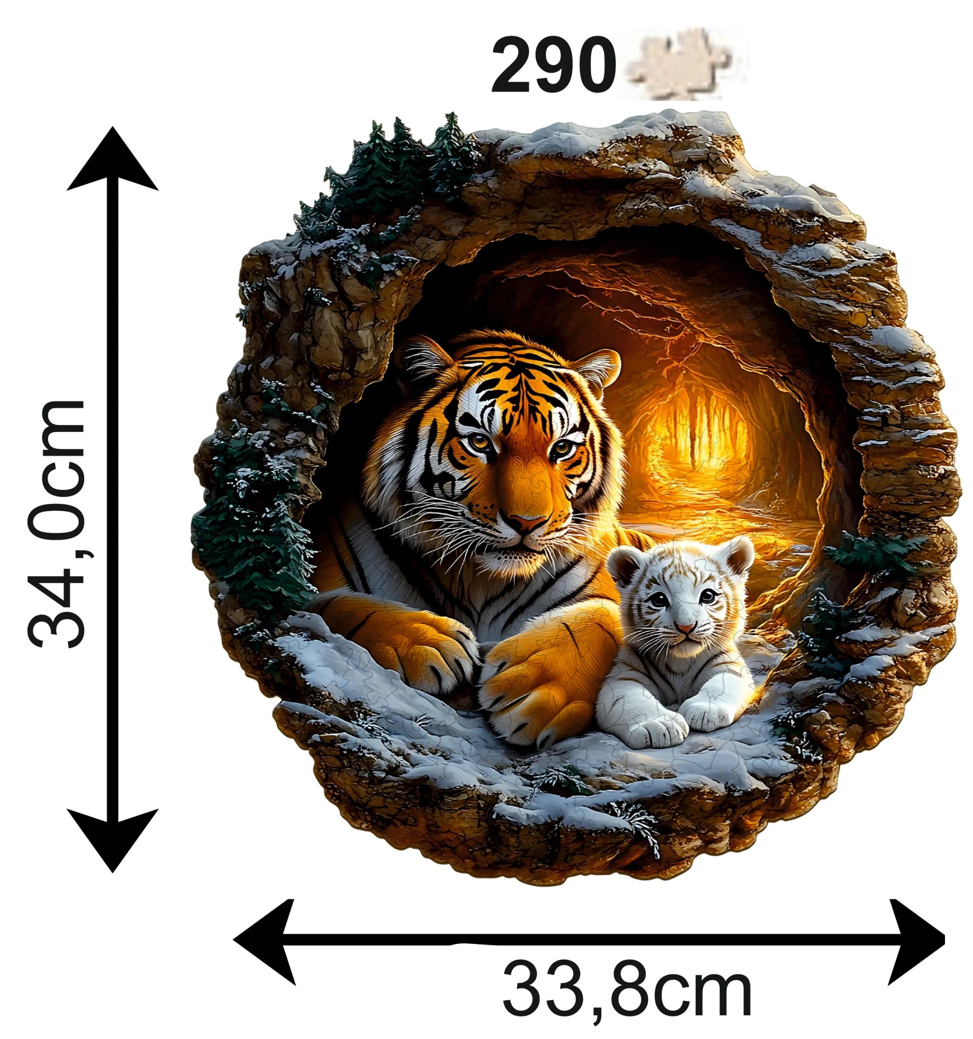 DIDELĖS MEDINĖS DĖLIONĖS 290 DETALIŲ MEDINĖJE DĖŽUTĖJE TIGRŲ ŠEIMA