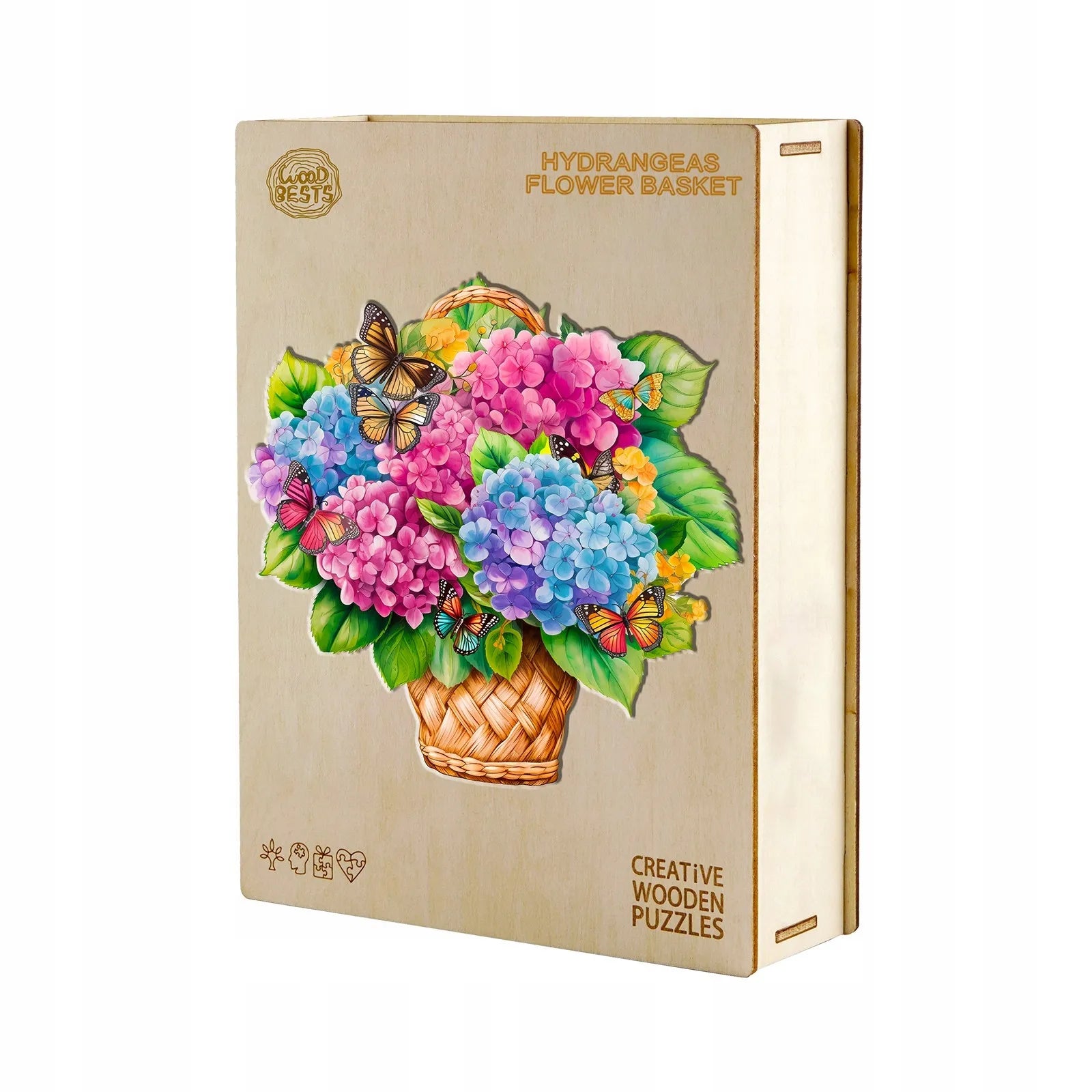 DIDELĖS MEDINĖS DĖLIONĖS, 300 DETALIŲ, GĖLIŲ KREPŠELIS IR KOLIBRIS, MEDINĖ DĖŽUTĖ