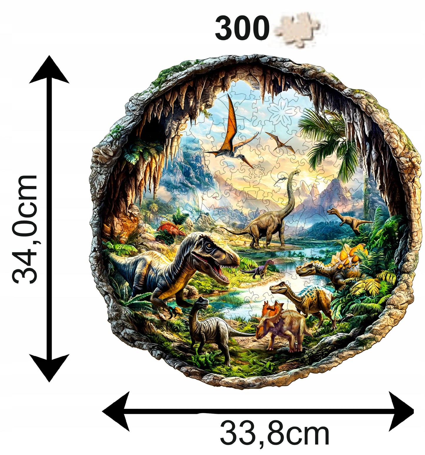 DIDELĖS MEDINĖS DĖLIONĖS 300 DETALIŲ MEDINĖJE DĖŽUTĖJE DINOZAURAI 3D