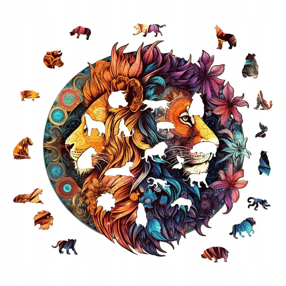 DIDELĖS MEDINĖS DĖLIONĖS 300 DETALIŲ YING YANG LIŪTAI MEDINĖJE DĖŽUTĖJE
