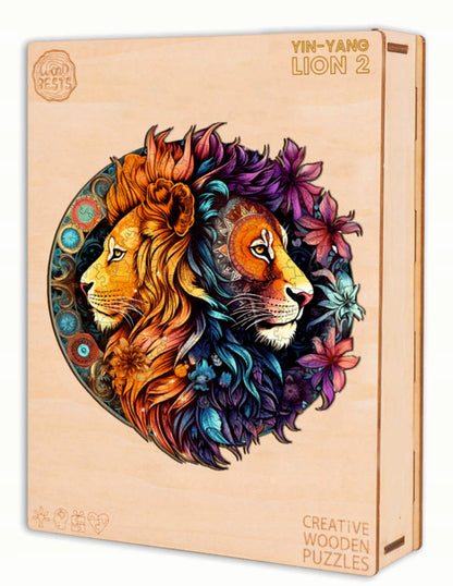 DIDELĖS MEDINĖS DĖLIONĖS 300 DETALIŲ YING YANG LIŪTAI MEDINĖJE DĖŽUTĖJE