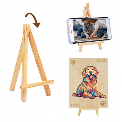 DIDELĖS MEDINĖS DĖLIONĖS 300 ELEMENTŲ GOLDEN RETRIEVER MEDINĖJE DĖŽUTĖJE