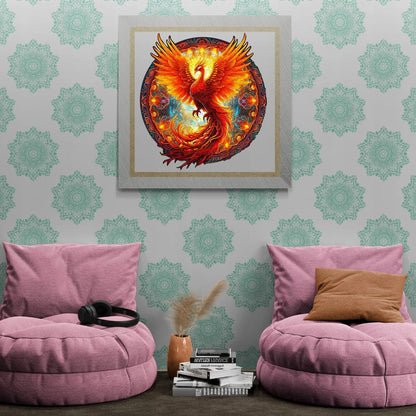DIDELĖS MEDINĖS DĖLIONĖS FENIX MANDALA, 300 DETALIŲ, MEDINĖJE DĖŽUTĖJE