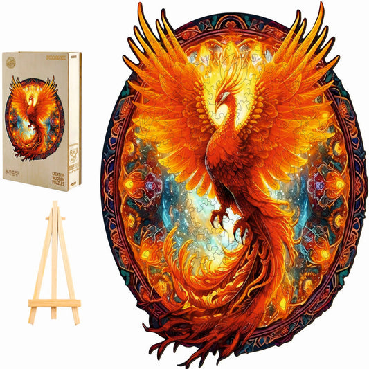 DIDELĖS MEDINĖS DĖLIONĖS FENIX MANDALA, 300 DETALIŲ, MEDINĖJE DĖŽUTĖJE