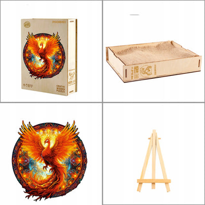 DIDELĖS MEDINĖS DĖLIONĖS FENIX MANDALA, 300 DETALIŲ, MEDINĖJE DĖŽUTĖJE