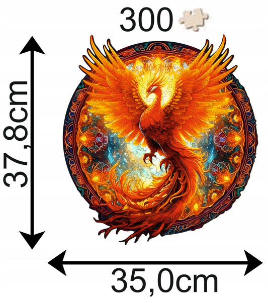DIDELĖS MEDINĖS DĖLIONĖS FENIX MANDALA, 300 DETALIŲ, MEDINĖJE DĖŽUTĖJE