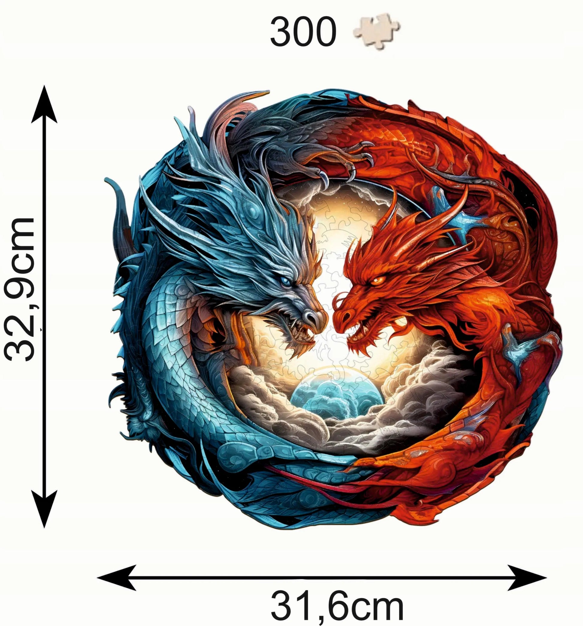 DIDELĖS MEDINĖS DĖLIONĖS SMOK YING YANG, 300 DETALIŲ, MEDINĖJE DĖŽUTĖJE