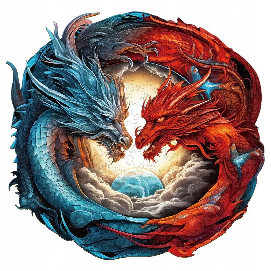 DIDELĖS MEDINĖS DĖLIONĖS SMOK YING YANG, 300 DETALIŲ, MEDINĖJE DĖŽUTĖJE