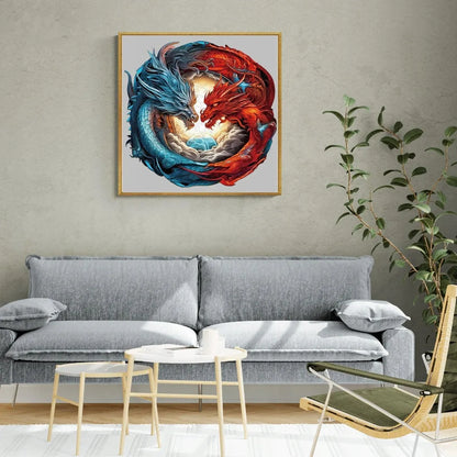 DIDELĖS MEDINĖS DĖLIONĖS SMOK YING YANG, 300 DETALIŲ, MEDINĖJE DĖŽUTĖJE