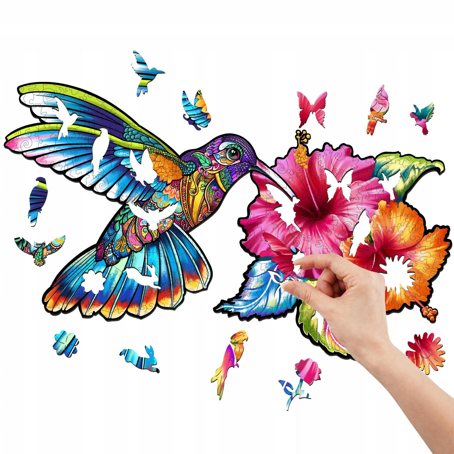 DIDELĖS MEDINĖS DĖLIONĖS SUAUGUSIESIEMS KOLIBRIS 235 DETALĖS MEDINĖJE DĖŽUTĖJE