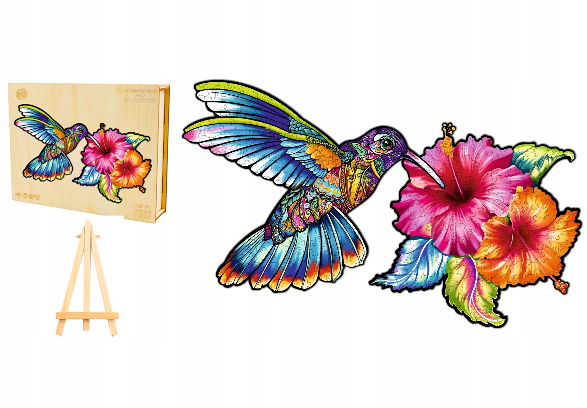 DIDELĖS MEDINĖS DĖLIONĖS SUAUGUSIESIEMS KOLIBRIS 235 DETALĖS MEDINĖJE DĖŽUTĖJE