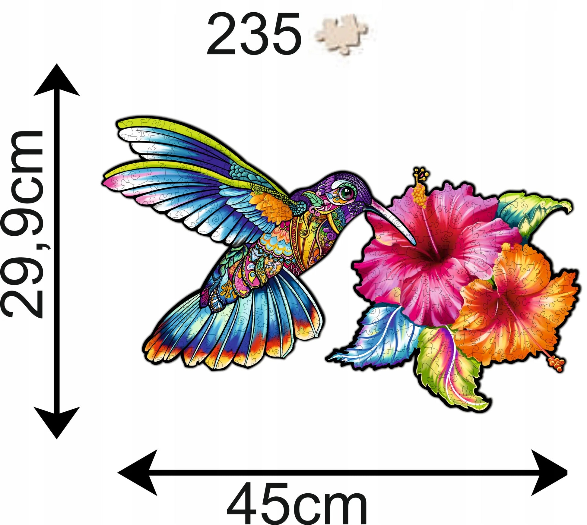 DIDELĖS MEDINĖS DĖLIONĖS SUAUGUSIESIEMS KOLIBRIS 235 DETALĖS MEDINĖJE DĖŽUTĖJE