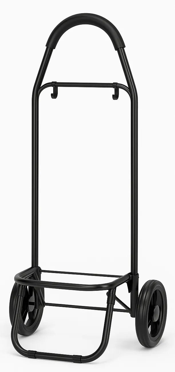 Didelės talpos sulankstomas pirkinių vežimėlis, 55 l, 21 cm ratai su guoliais, tvirtas, juodas
