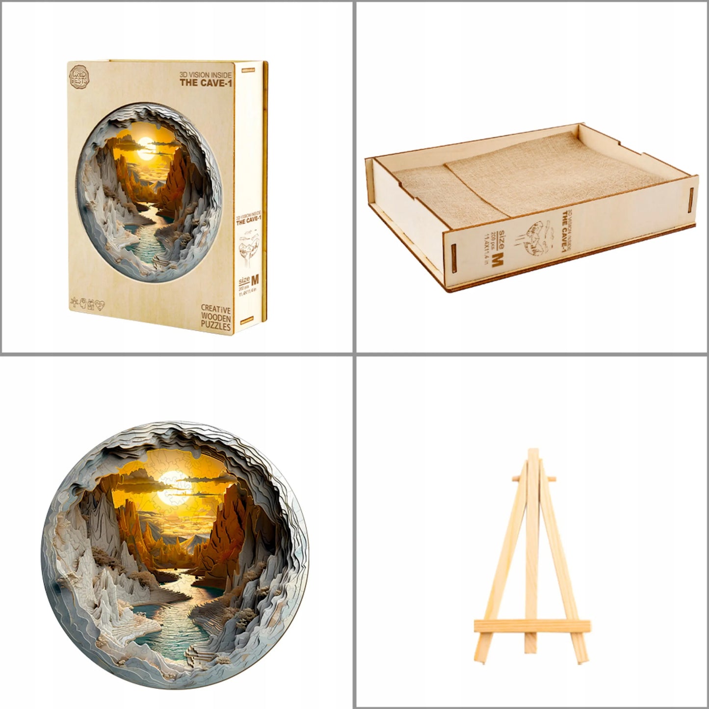 DIDELI MEDINIAI DĖLIONĖS 300 DETALIŲ MEDINĖJE DĖŽUTĖJE 3D SAULĖLYDIS