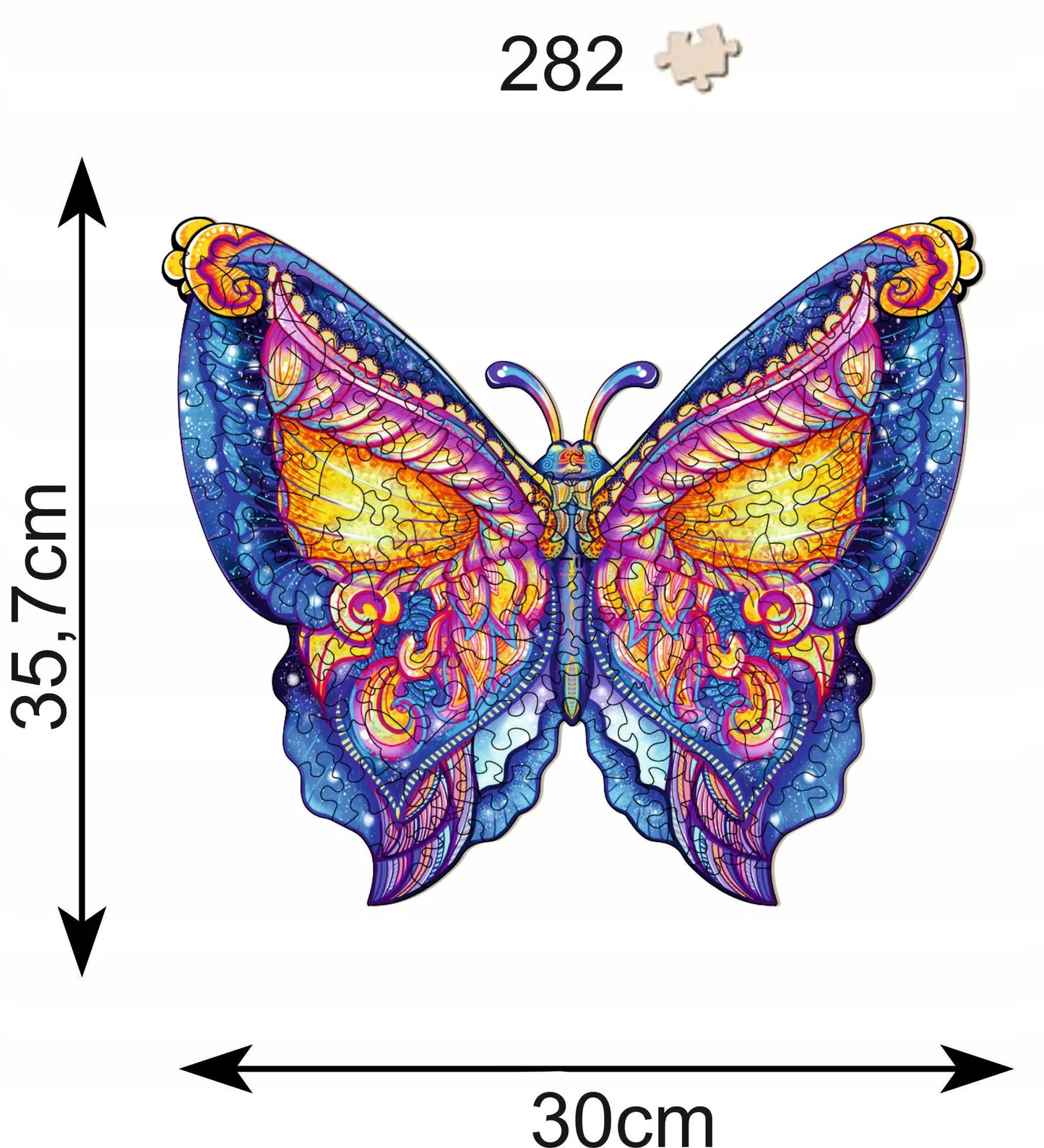 DIDELI MEDINIAI DĖLIONĖS MOTYL 282 ELEMENTAI MEDINĖJE DĖŽUTĖJE
