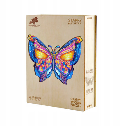 DIDELI MEDINIAI DĖLIONĖS MOTYL 282 ELEMENTAI MEDINĖJE DĖŽUTĖJE