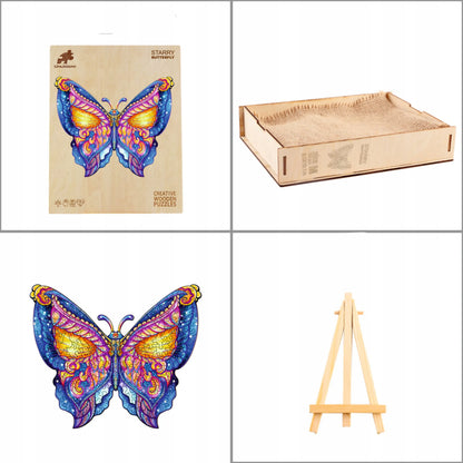 DIDELI MEDINIAI DĖLIONĖS MOTYL 282 ELEMENTAI MEDINĖJE DĖŽUTĖJE