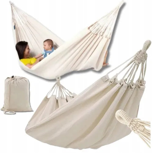 DIDELIS DVIVEDI XXL HAMAKAS 260x150 CM SODO TVIRTAS IKI 150KG BOHO