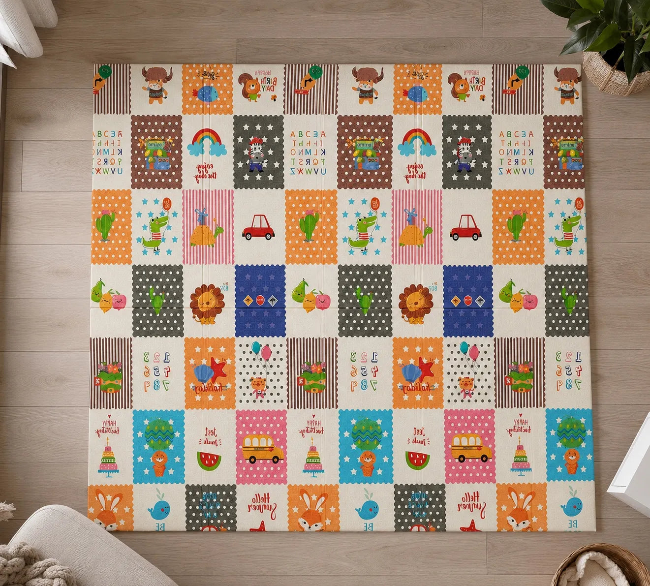 Didelis edukacinis poroloninis kilimėlis 180x200 cm sulankstomas dvipusis XPE (I166)