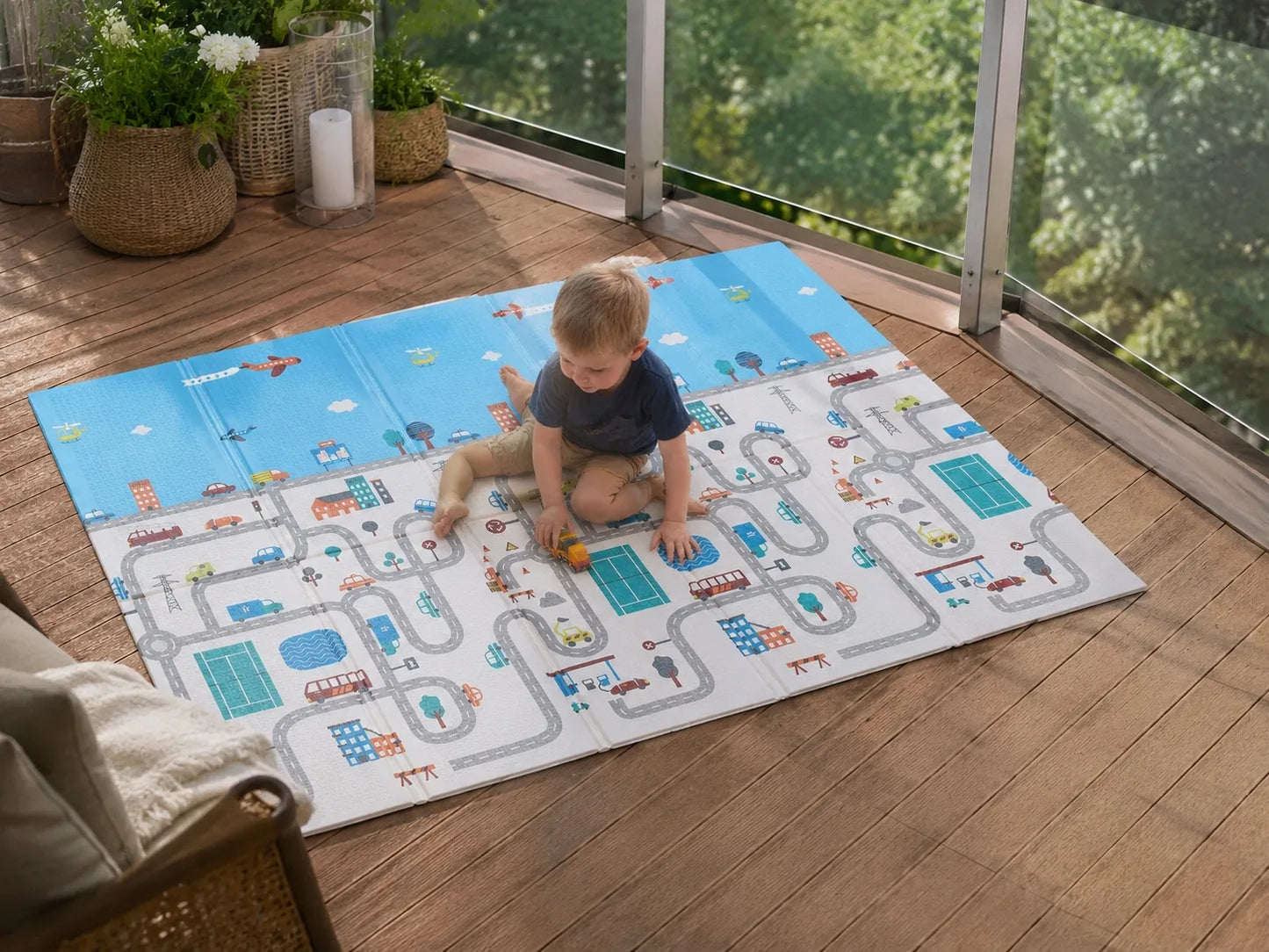 Didelis edukacinis putplasčio kilimėlis 150x200 cm, sulankstomas, dvipusis XPE (I055)