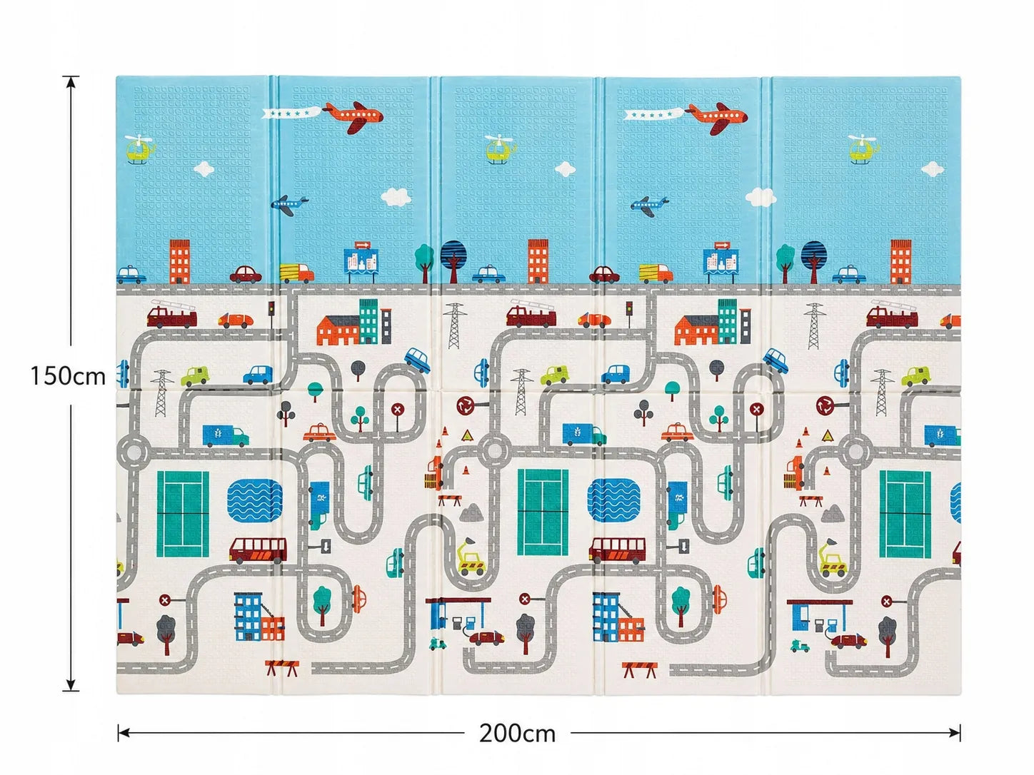 Didelis edukacinis putplasčio kilimėlis 150x200 cm, sulankstomas, dvipusis XPE (I055)