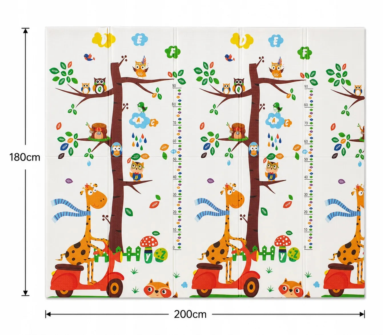 Didelis edukacinis putplasčio kilimėlis 180x200 cm sulankstomas dvipusis XPE (I166)