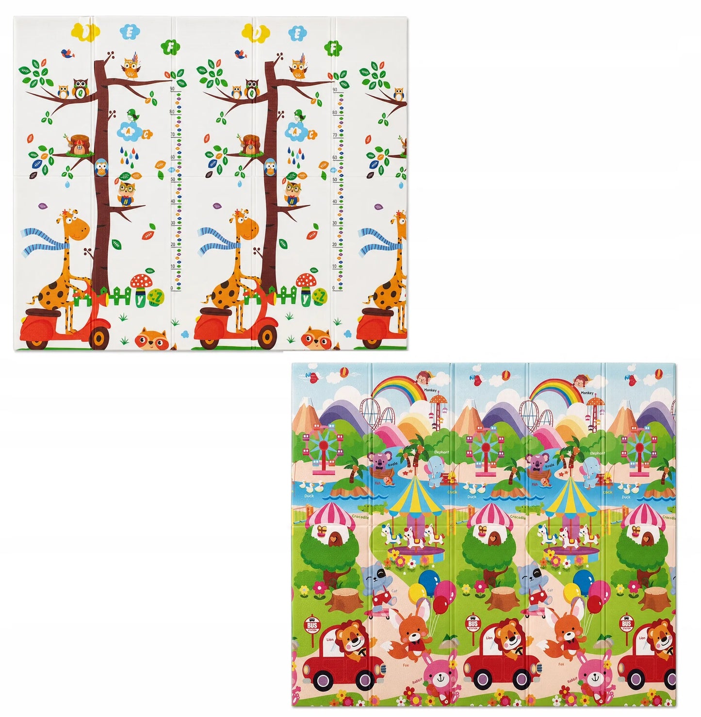 Didelis edukacinis putplasčio kilimėlis 180x200 cm sulankstomas dvipusis XPE (I166)
