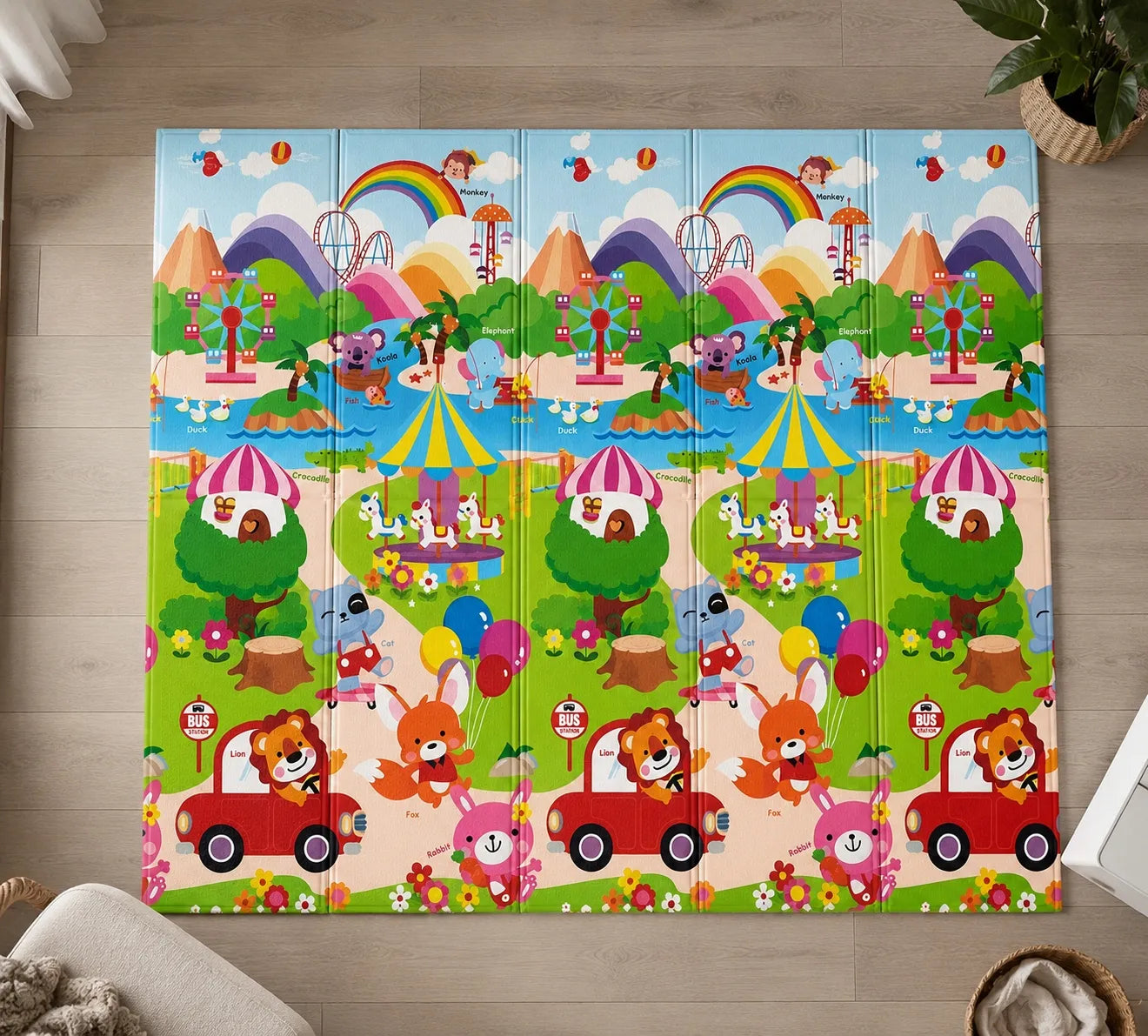 Didelis edukacinis putplasčio kilimėlis 180x200 cm sulankstomas dvipusis XPE (I166)