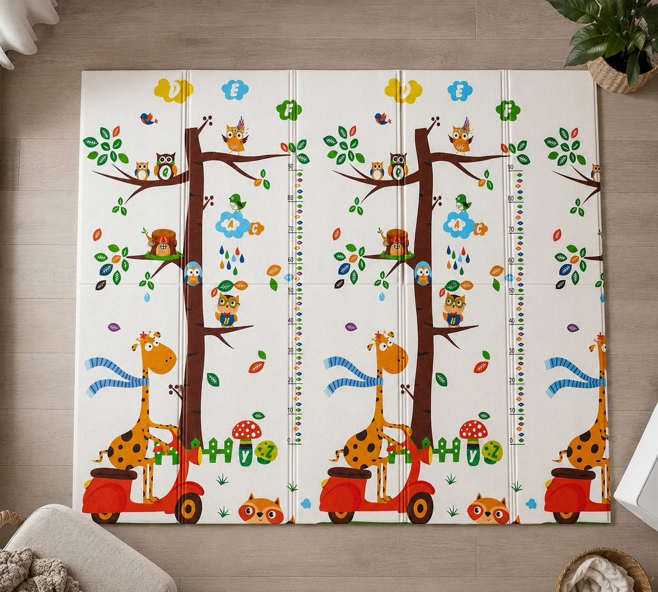 Didelis edukacinis putplasčio kilimėlis 180x200 cm sulankstomas dvipusis XPE (I166)