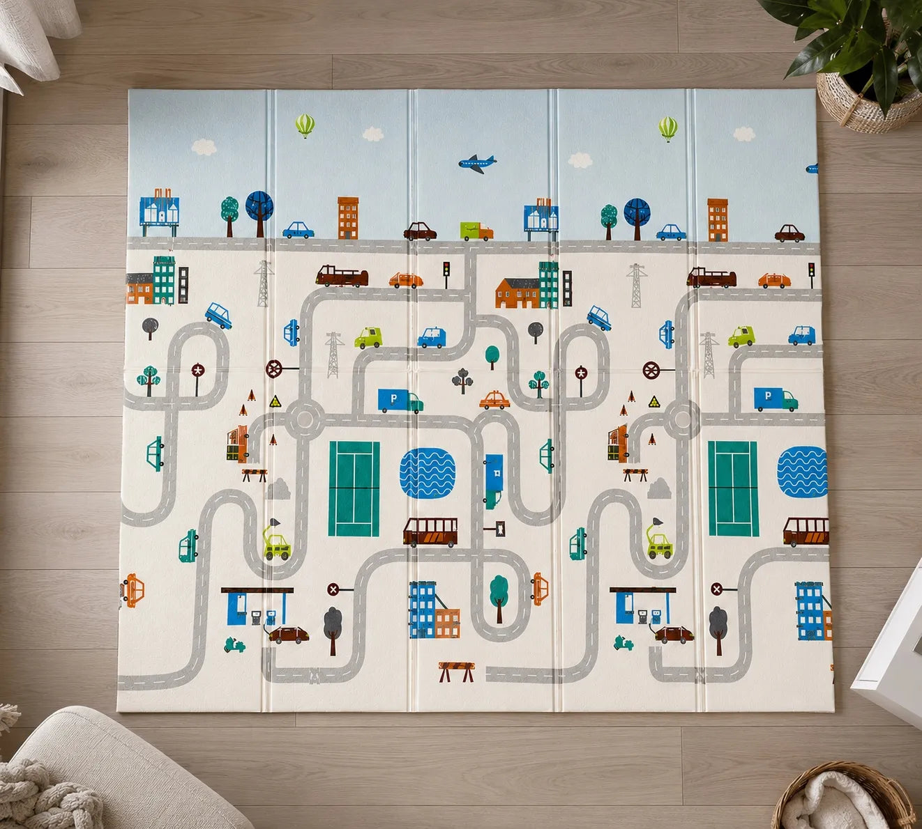 Didelis edukacinis putplasčio kilimėlis 180x200 cm, sulankstomas, dvipusis XPE (I166)