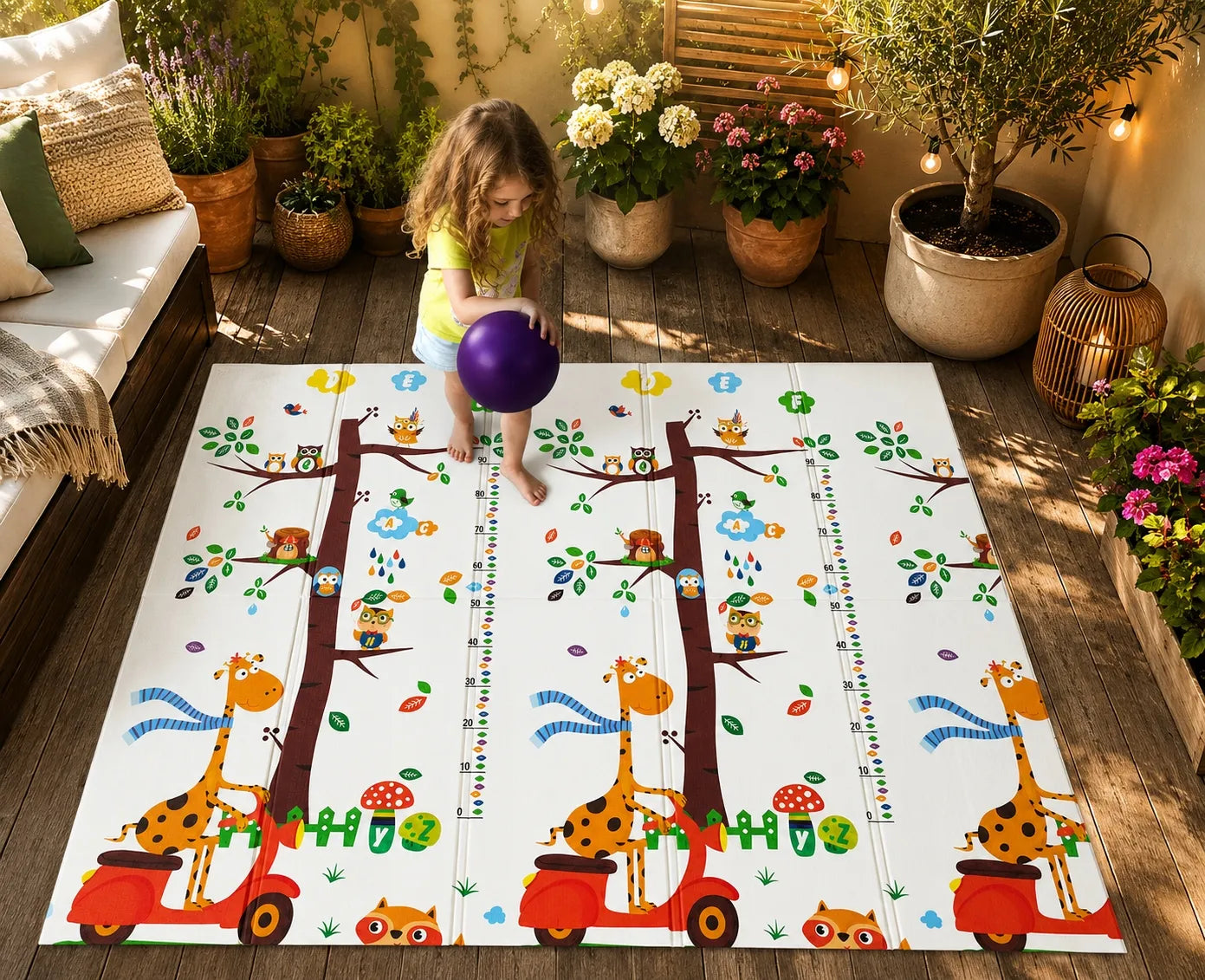 Didelis edukacinis putplasčio kilimėlis 180x200 cm sulankstomas dvipusis XPE (I166)