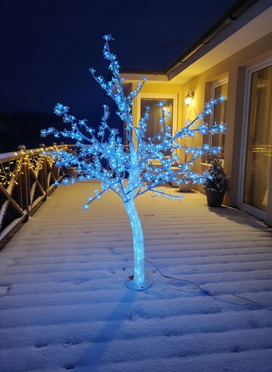 Didelis LED žydinčios vyšnios medis 180 cm, šventinis lauko, šaltai baltas