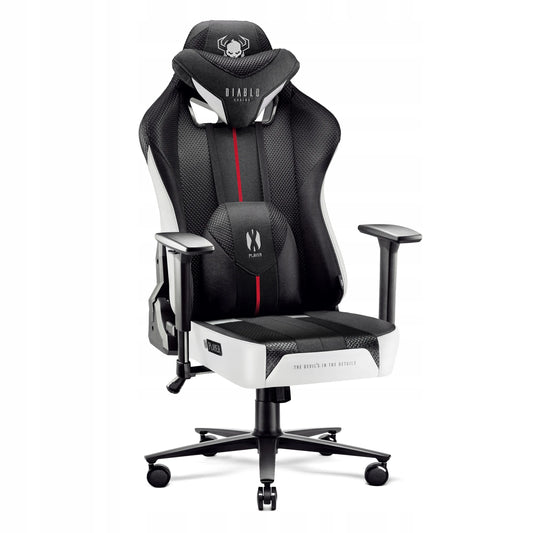 Didelis medžiaginis žaidimų kėdė DIABLO X-Player 2.0 King Size, balta-juoda