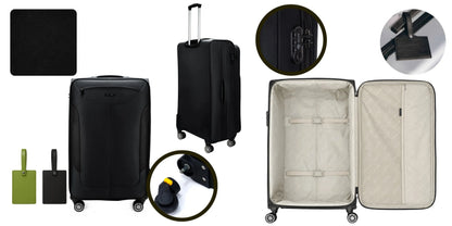 Didelis „Solier“ XXL kelioninis lagaminas iš „Cordura“, su ratukais ir bagažo žymekliu