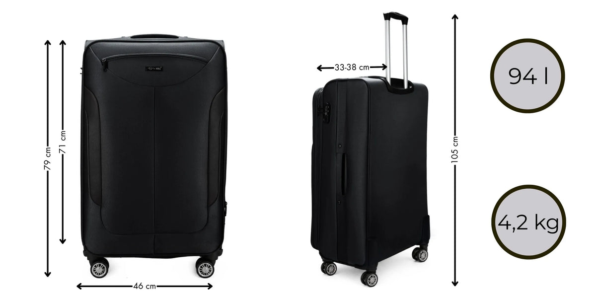 Didelis „Solier“ XXL kelioninis lagaminas iš „Cordura“, su ratukais ir bagažo žymekliu