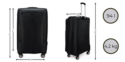 Didelis „Solier“ XXL kelioninis lagaminas iš „Cordura“, su ratukais ir bagažo žymekliu