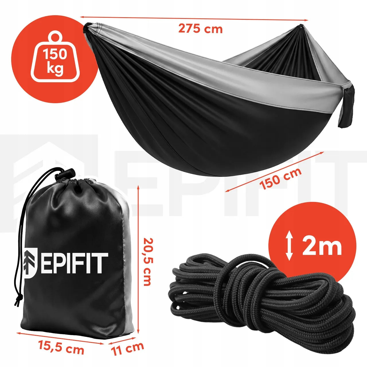 DIDELIS VIENVIETIS TURISTINIS HAMAKAS 275x150 CM SODO KELIONIŲ STOVYKLAVIMO