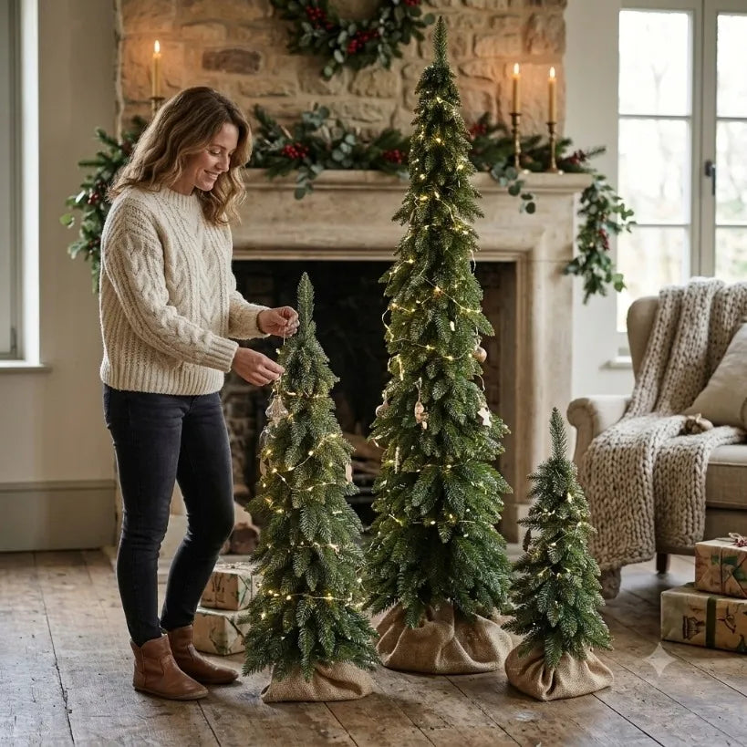 Dirbtinė eglutė 75 cm siaura SLIM eglė tanki žalia klasikinė su stovu