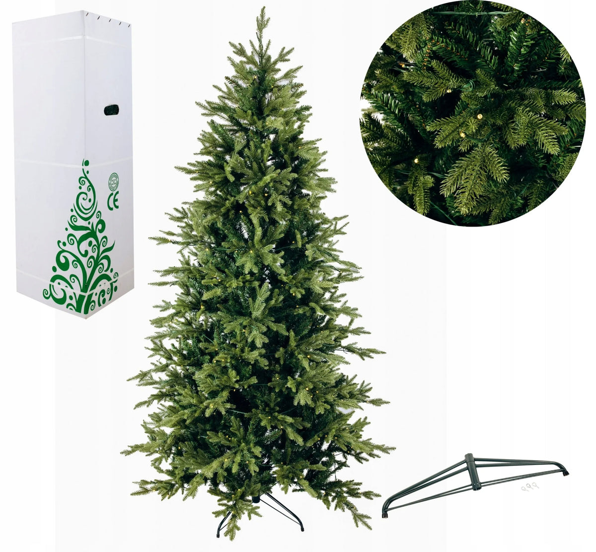 Dirbtinė eglutė Arkties eglė žalia PE+PVC 1,95 m + LED girlianda