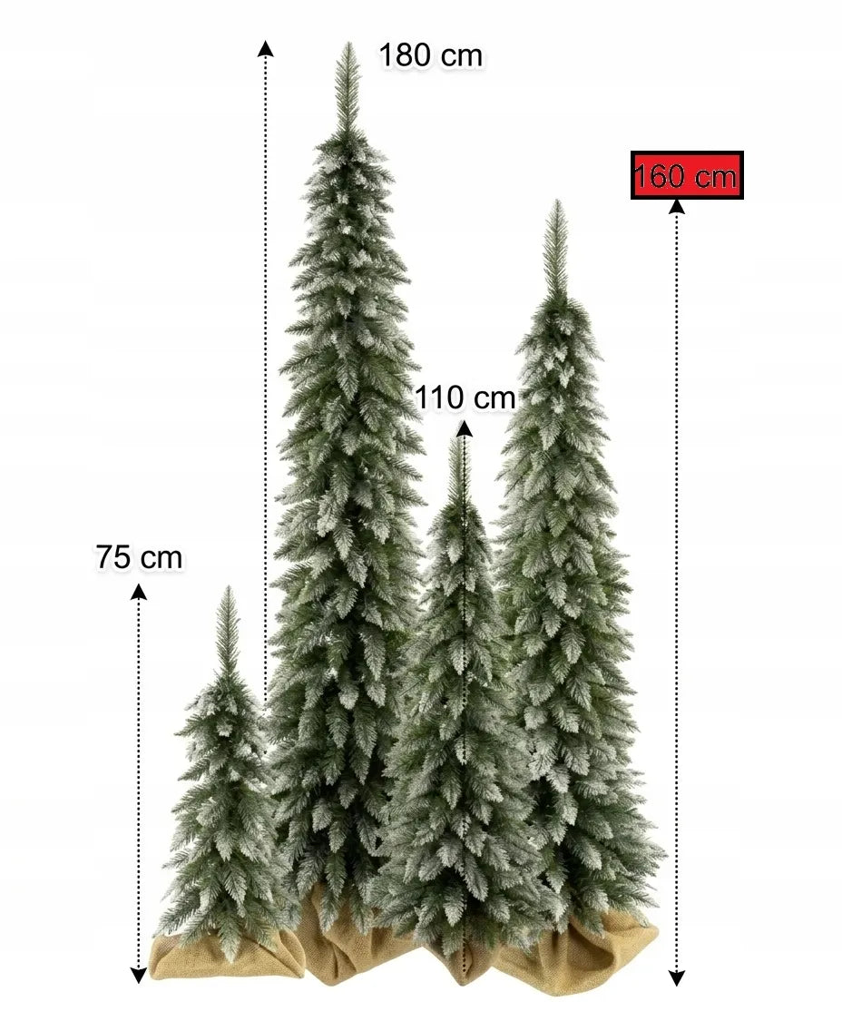 Dirbtinė eglutė Slim Tatrų eglė 160 cm, lengvai apsnigta, siaura
