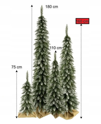 Dirbtinė eglutė Slim Tatrų eglė 160 cm, lengvai apsnigta, siaura