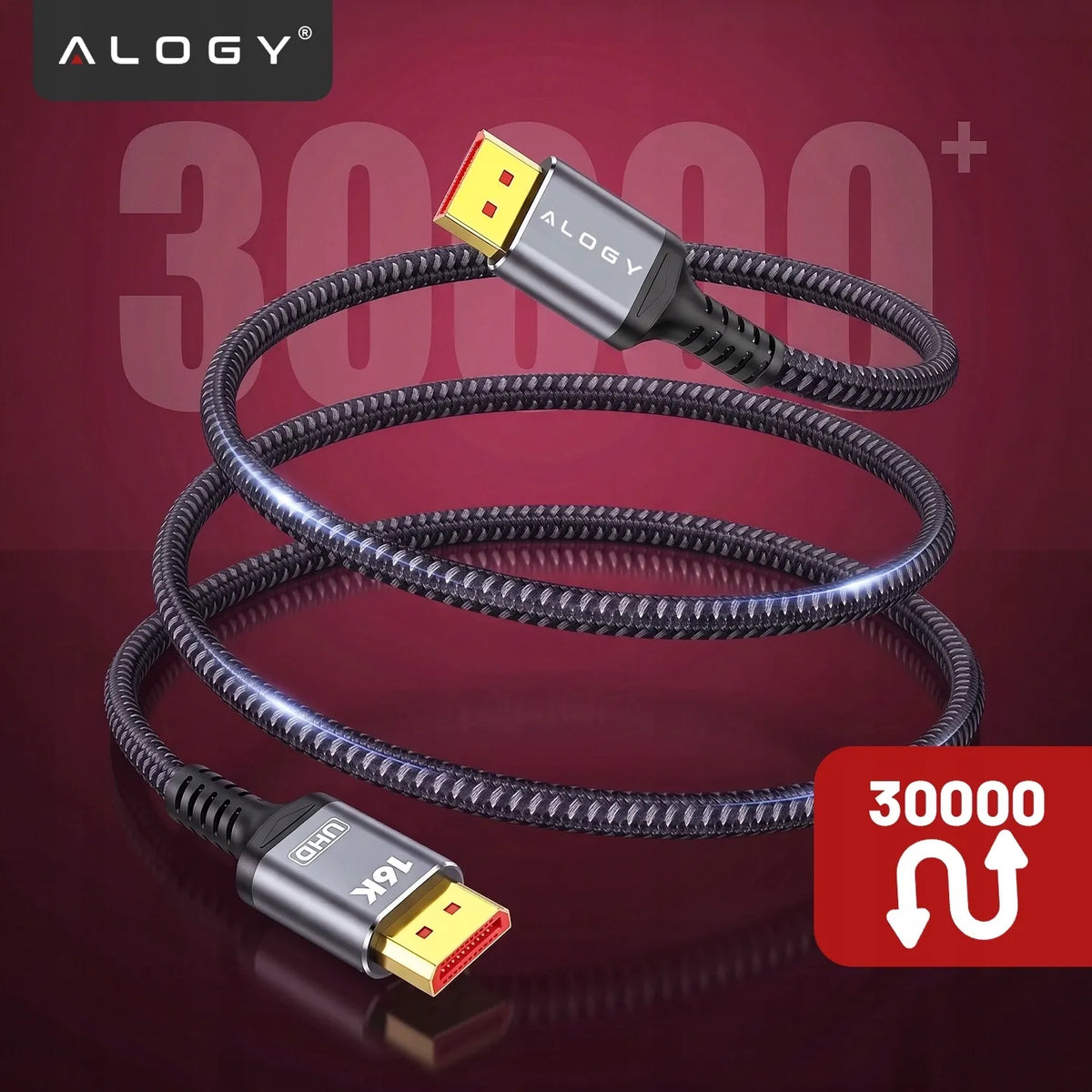 DisplayPort 2.1 kabelis 1 m monitoriui, DP 4K/240 Hz, DSC, G-SYNC, FreeSync