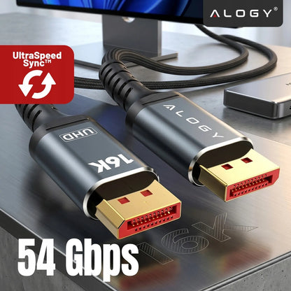 DisplayPort 2.1 kabelis 1 m monitoriui, DP 4K/240 Hz, DSC, G-SYNC, FreeSync