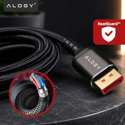 DisplayPort 2.1 kabelis 1 m monitoriui, DP 4K/240 Hz, DSC, G-SYNC, FreeSync